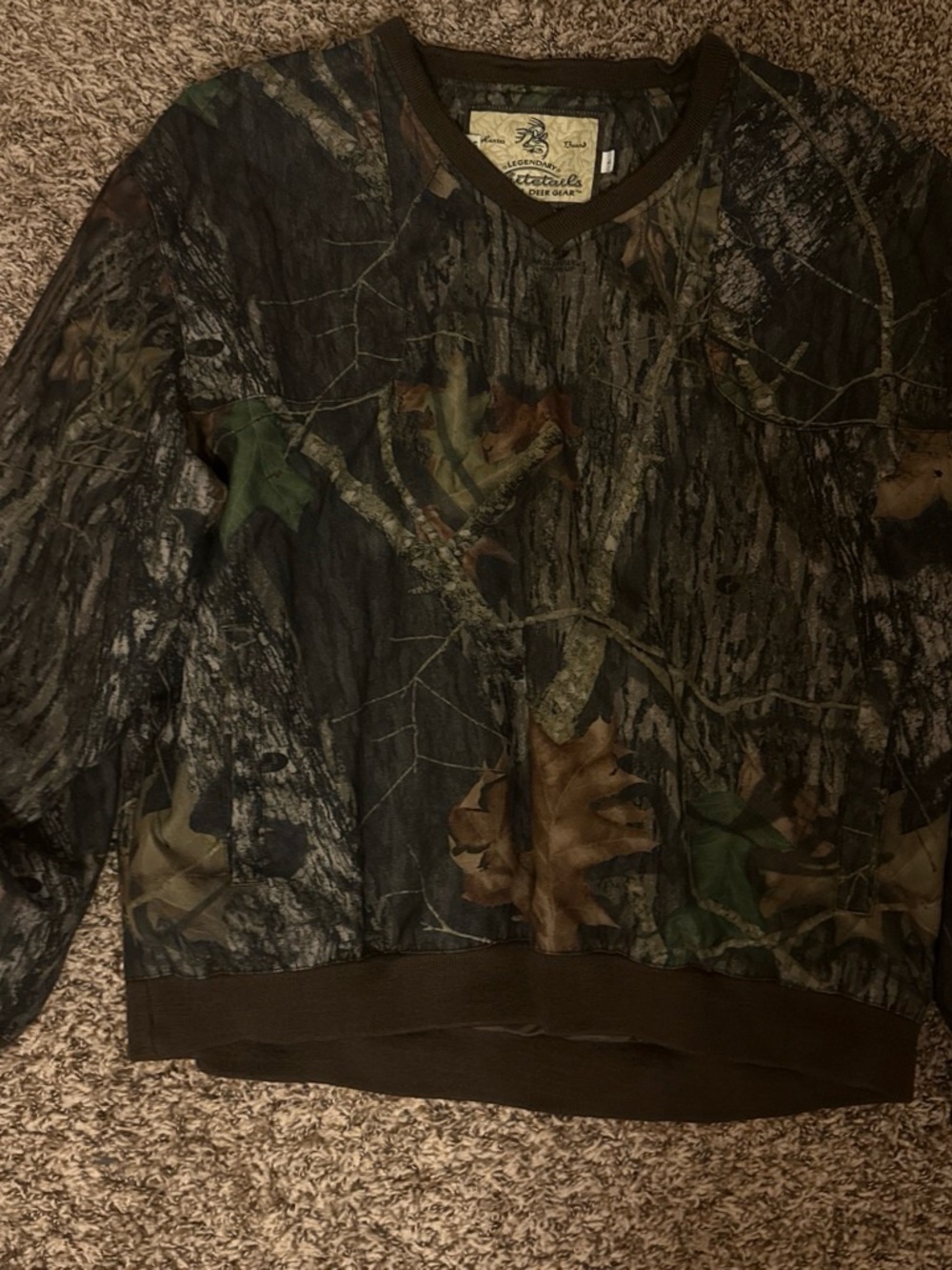 Realtree Camouflage V‑Neck Pullover in Brown and Green